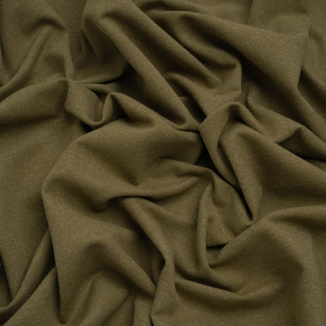 Brushed Cotton and Linen Woven - Moss - British Imported