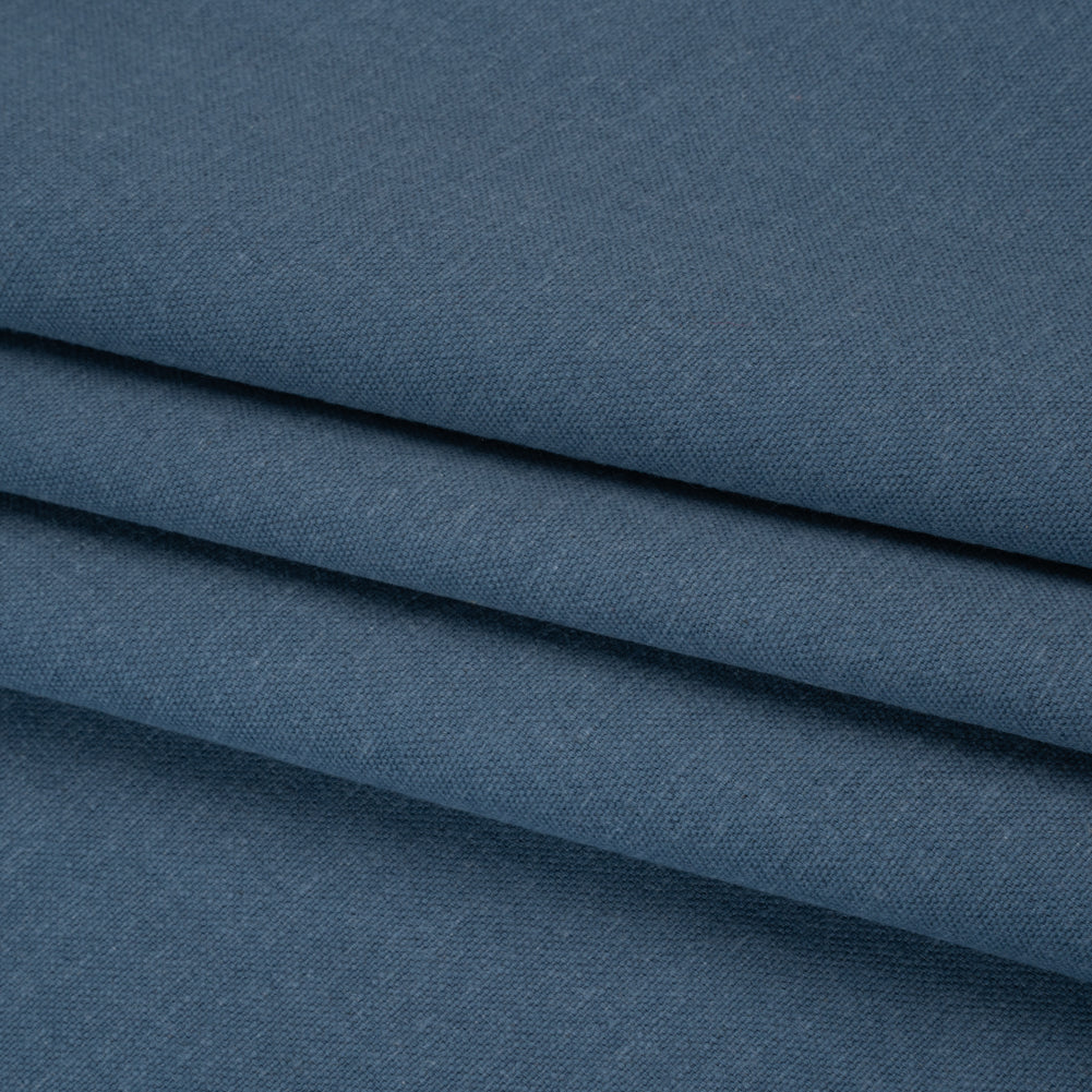Brushed Cotton and Linen Woven - Navy - British Imported