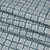 Brushed Cotton and Linen Canvas Print - Denim Flower Petal Ogees - British Imported