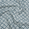 Brushed Cotton and Linen Canvas Print - Denim Flower Petal Ogees - British Imported