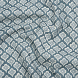 Brushed Cotton and Linen Canvas Print - Denim Flower Petal Ogees - British Imported