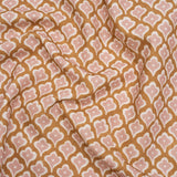 Brushed Cotton and Linen Canvas Print - Gold Flower Petal Ogees - British Imported