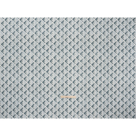 Brushed Cotton and Linen Canvas Print - Denim Leaves in Diamonds - British Imported