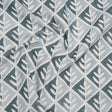 Brushed Cotton and Linen Canvas Print - Denim Leaves in Diamonds - British Imported