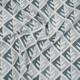 Brushed Cotton and Linen Canvas Print - Denim Leaves in Diamonds - British Imported