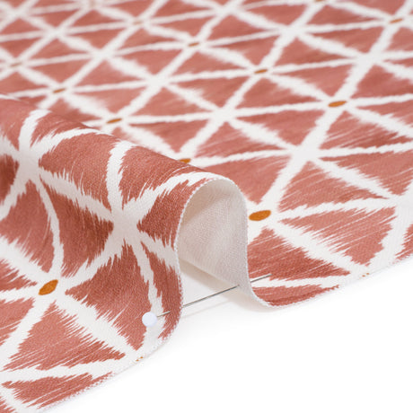 Brushed Cotton and Linen Canvas Print - Berry Sketched Lattice with Dots - British Imported