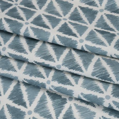 Brushed Cotton and Linen Canvas Print - Denim Sketched Lattice with Dots - British Imported