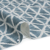 Brushed Cotton and Linen Canvas Print - Denim Sketched Lattice with Dots - British Imported