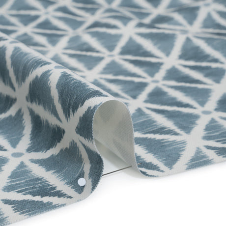 Brushed Cotton and Linen Canvas Print - Denim Sketched Lattice with Dots - British Imported