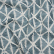 Brushed Cotton and Linen Canvas Print - Denim Sketched Lattice with Dots - British Imported