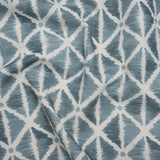 Brushed Cotton and Linen Canvas Print - Denim Sketched Lattice with Dots - British Imported