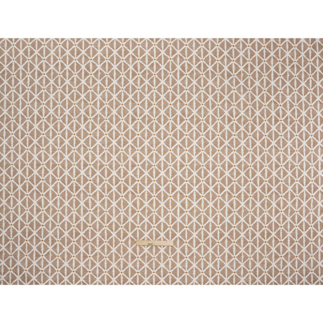 Brushed Cotton and Linen Canvas Print - Hazelnut Sketched Lattice with Dots - British Imported