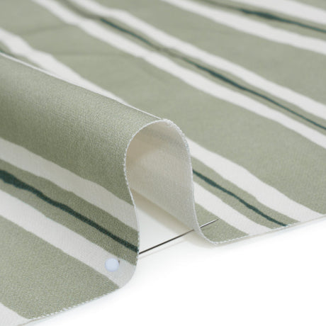 Brushed Cotton and Linen Canvas Print - Aloe Painted Stripes - British Imported