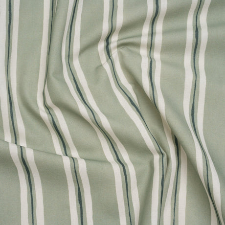 Brushed Cotton and Linen Canvas Print - Aloe Painted Stripes - British Imported