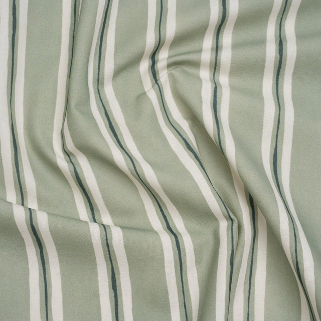 Brushed Cotton and Linen Canvas Print - Aloe Painted Stripes - British Imported