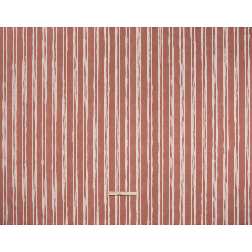 Brushed Cotton and Linen Canvas Print - Berry Painted Stripes - British Imported
