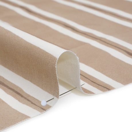 Brushed Cotton and Linen Canvas Print - Biscuit Painted Stripes - British Imported