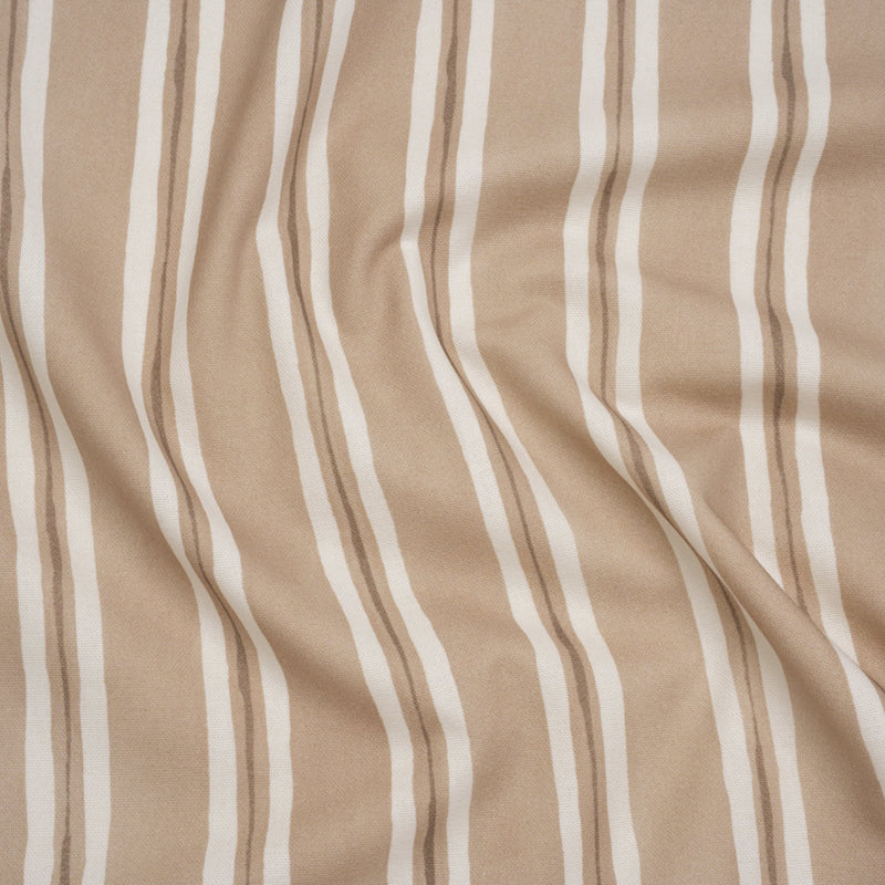 Brushed Cotton and Linen Canvas Print - Biscuit Painted Stripes - British Imported