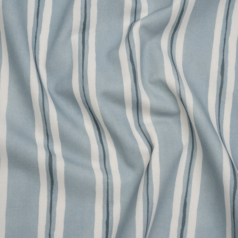 Brushed Cotton and Linen Canvas Print - Chambray Painted Stripes - British Imported