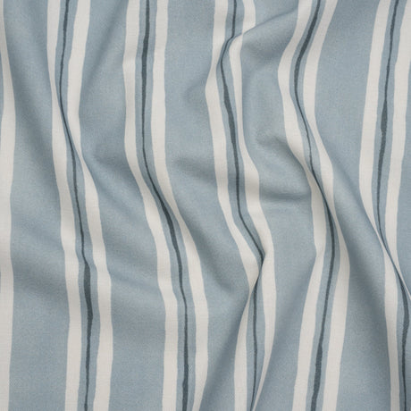 Brushed Cotton and Linen Canvas Print - Chambray Painted Stripes - British Imported