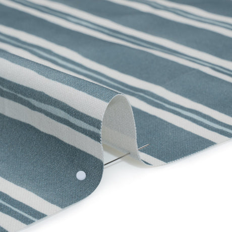 Brushed Cotton and Linen Canvas Print - Denim Painted Stripes - British Imported