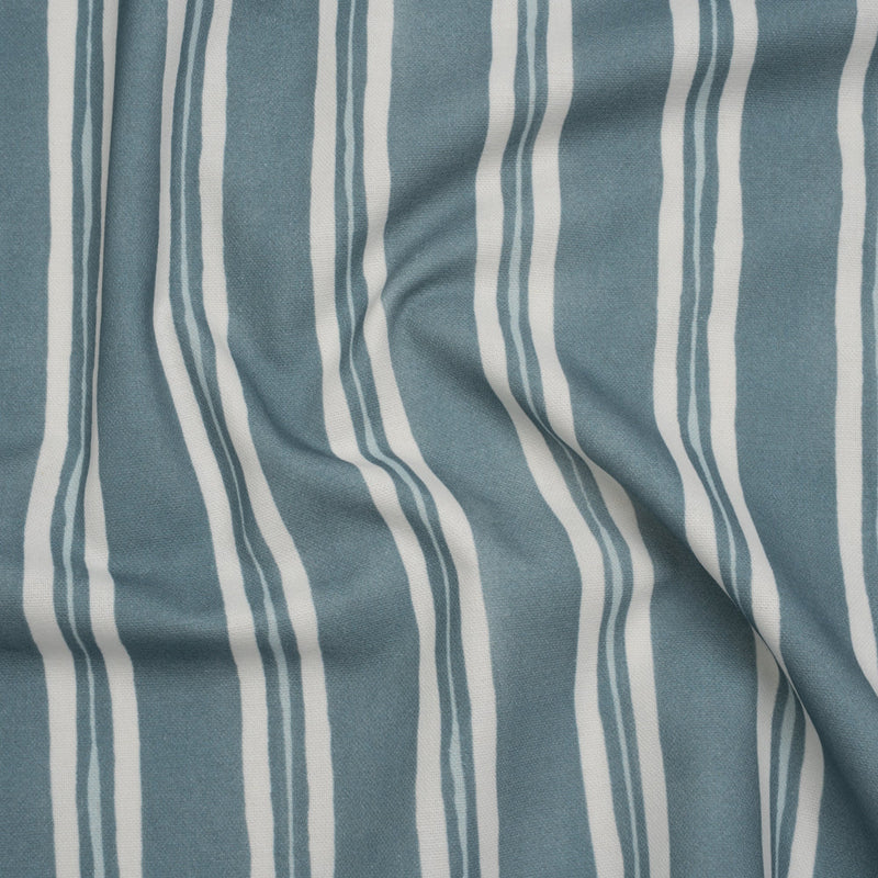 Brushed Cotton and Linen Canvas Print - Denim Painted Stripes - British Imported