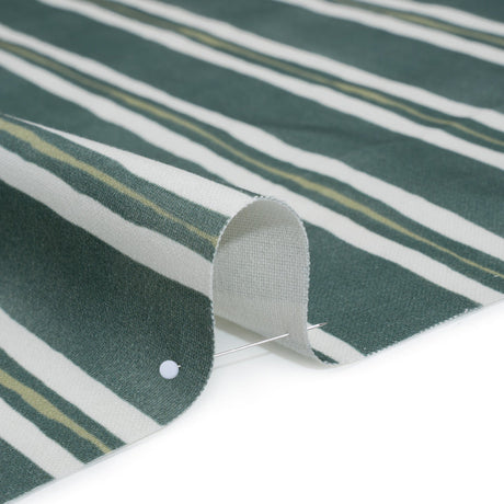 Brushed Cotton and Linen Canvas Print - Emerald Painted Stripes - British Imported