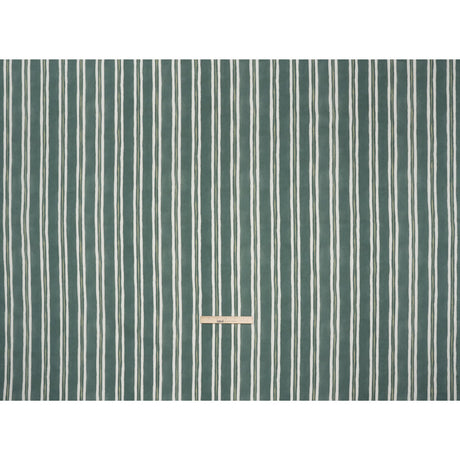 Brushed Cotton and Linen Canvas Print - Emerald Painted Stripes - British Imported