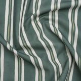 Brushed Cotton and Linen Canvas Print - Emerald Painted Stripes - British Imported