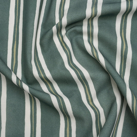 Brushed Cotton and Linen Canvas Print - Emerald Painted Stripes - British Imported