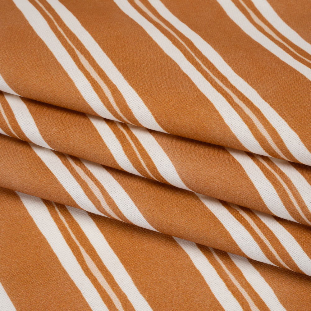 Brushed Cotton and Linen Canvas Print - Marmalade Painted Stripes - British Imported