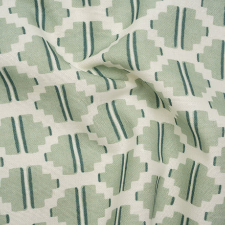 Brushed Cotton and Linen Canvas Print - Aloe Blocky Diamonds - British Imported