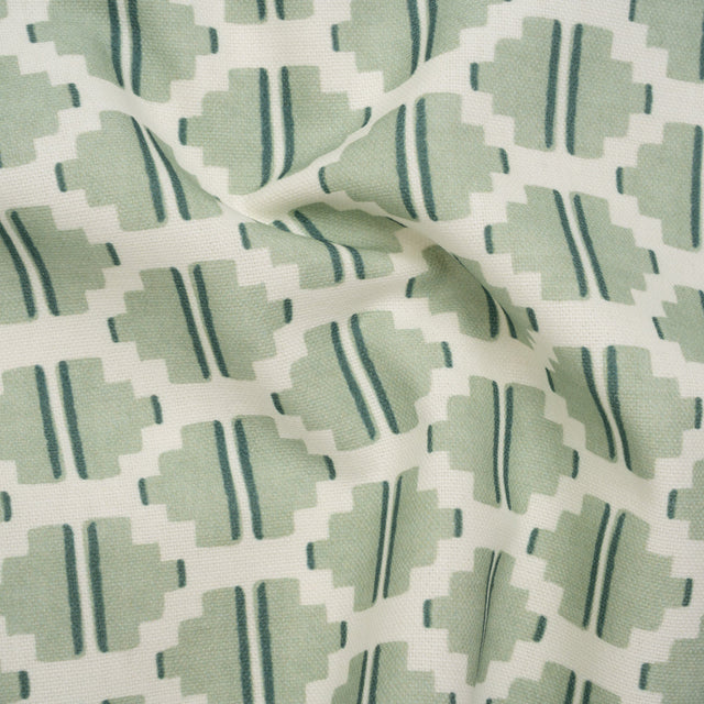 Brushed Cotton and Linen Canvas Print - Aloe Blocky Diamonds - British Imported