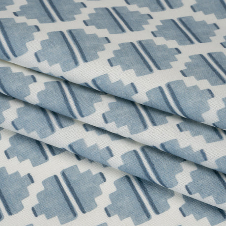 Brushed Cotton and Linen Canvas Print - Marine Blocky Diamonds - British Imported