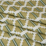 Brushed Cotton and Linen Canvas Print - Pistachio Blocky Diamonds - British Imported