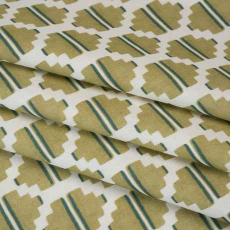 Brushed Cotton and Linen Canvas Print - Pistachio Blocky Diamonds - British Imported