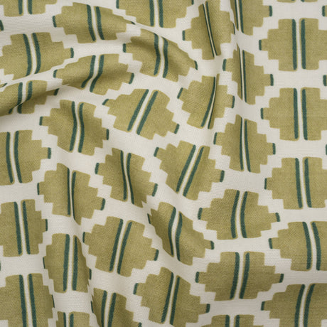 Brushed Cotton and Linen Canvas Print - Pistachio Blocky Diamonds - British Imported