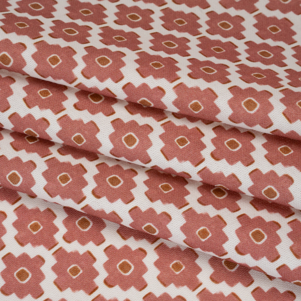 Brushed Cotton and Linen Canvas Print - Berry Small Geometric Diamonds - British Imported