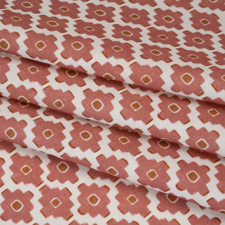 Brushed Cotton and Linen Canvas Print - Berry Small Geometric Diamonds - British Imported