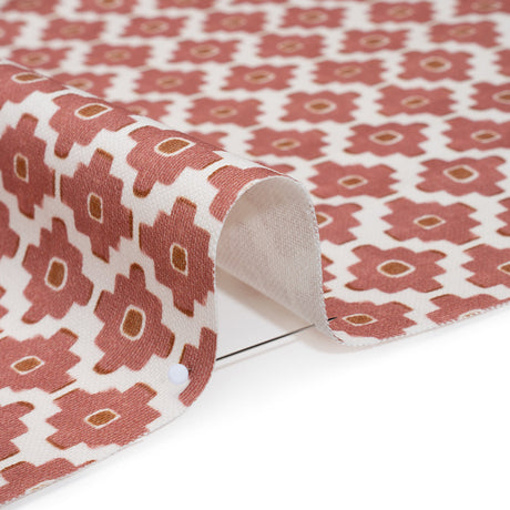 Brushed Cotton and Linen Canvas Print - Berry Small Geometric Diamonds - British Imported