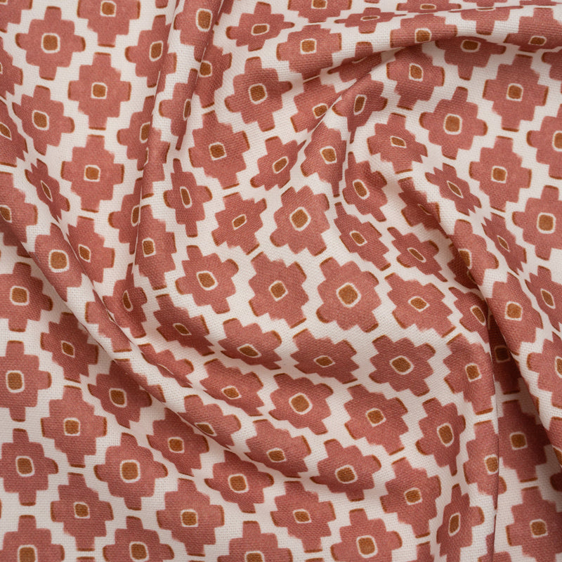 Brushed Cotton and Linen Canvas Print - Berry Small Geometric Diamonds - British Imported