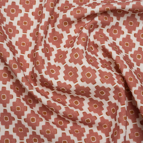 Brushed Cotton and Linen Canvas Print - Berry Small Geometric Diamonds - British Imported