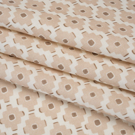 Brushed Cotton and Linen Canvas Print - Biscuit Small Geometric Diamonds - British Imported