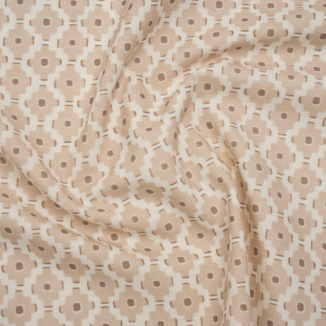Brushed Cotton and Linen Canvas Print - Biscuit Small Geometric Diamonds - British Imported