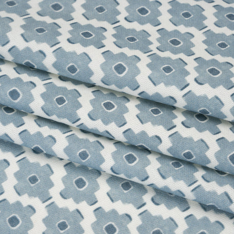Brushed Cotton and Linen Canvas Print - Marine Small Geometric Diamonds - British Imported