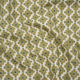 Brushed Cotton and Linen Canvas Print - Pistachio Small Geometric Diamonds - British Imported