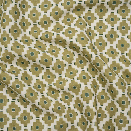 Brushed Cotton and Linen Canvas Print - Pistachio Small Geometric Diamonds - British Imported