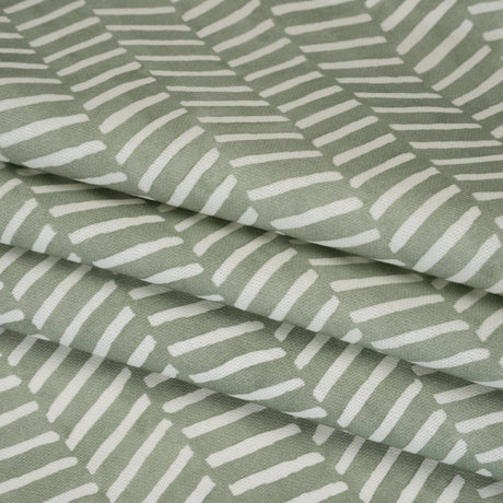 Brushed Cotton and Linen Canvas Print - Aloe Painted Herringbone - British Imported