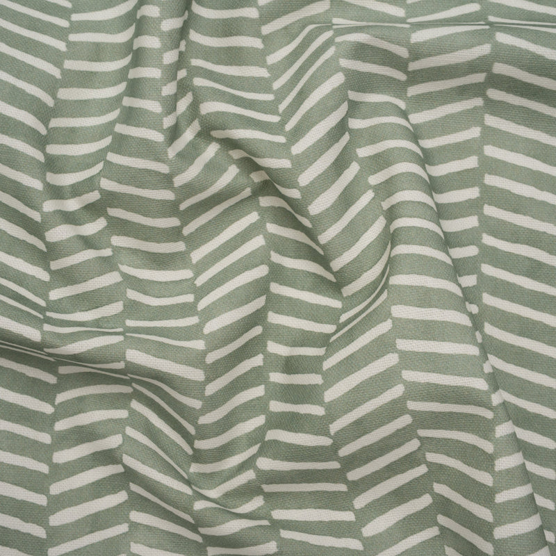 Brushed Cotton and Linen Canvas Print - Aloe Painted Herringbone - British Imported