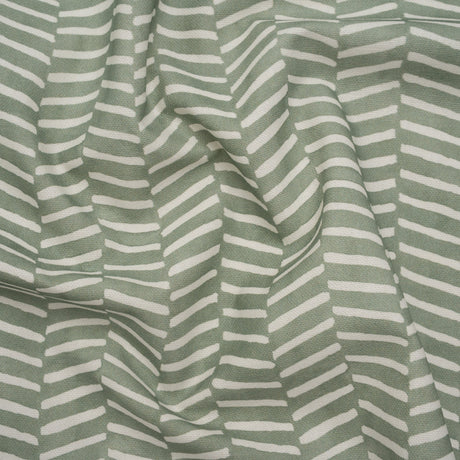 Brushed Cotton and Linen Canvas Print - Aloe Painted Herringbone - British Imported